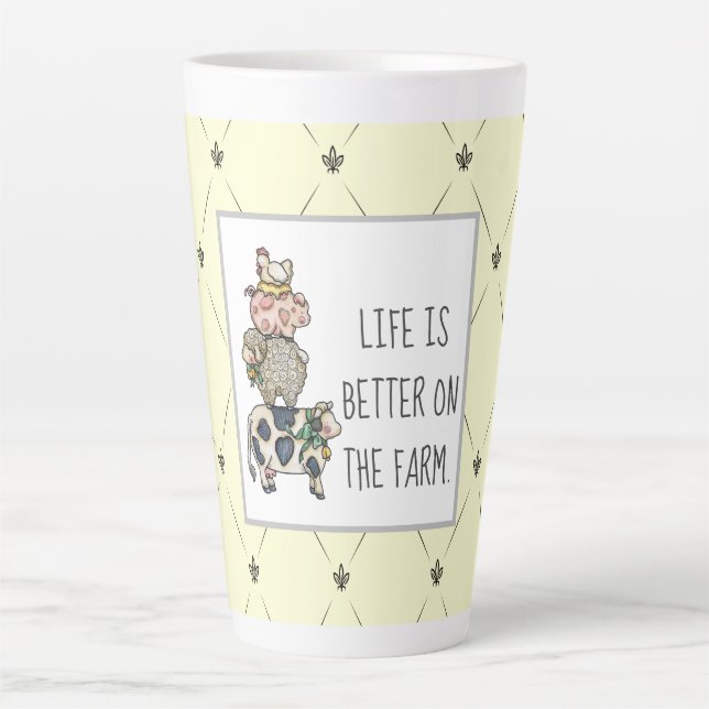 Tasse Latte Mieux à la ferme d'animaux empilés (Devant)
