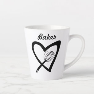 Tasse Latte Mignon Cœur Incliné Fouet Boulangerie Pâtissier Gâ