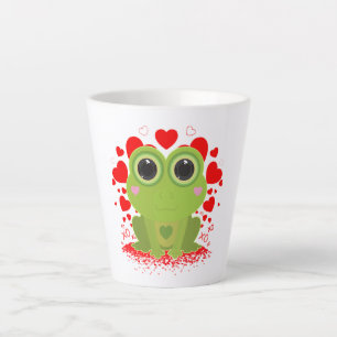 Tasse Latte Mignon Grenouille Kawaii Cœurs XOXO Café Amour Cos