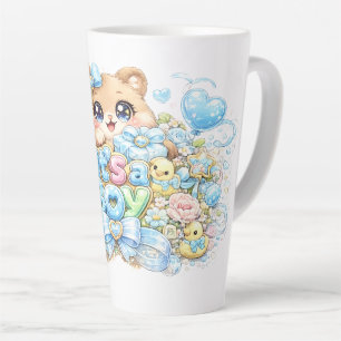 Tasse Latte Mignon Kawaii C'est un Garçon Ourson Pastel Bleu N