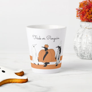 Tasse Latte Mignon Manchot Citrouille Drôle Halloween