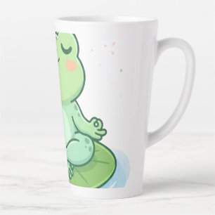 Tasse Latte Mignonne grenouille kawaii en méditation Yoga Pose