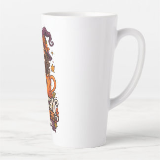 Tasse Latte Mignonne Sorcière Pause Café Halloween Citrouille