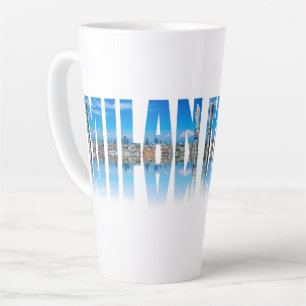 Tasse Latte Milan étiquette composé de Milan skyline en Italie