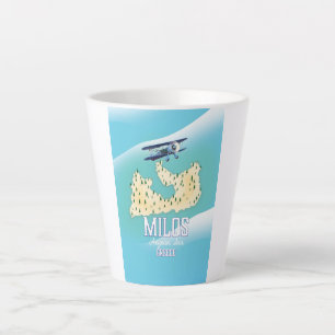 Tasse Latte Milos, île grecque Carte art affiche de voyage.