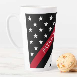 Tasse Latte Mince Red Line Firefighter Indicateur Nom Monogram