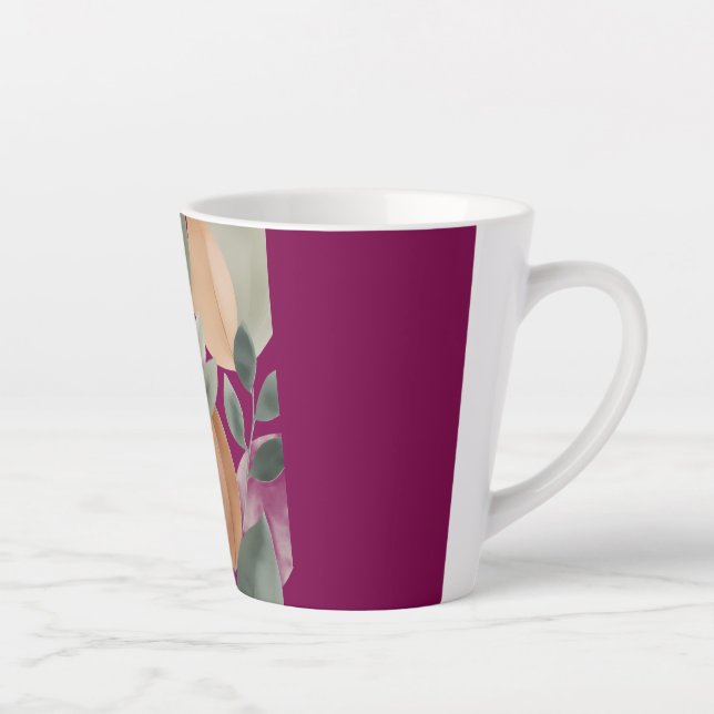Tasse Latte Minimal Botanical Leaf Pattern (Droite)