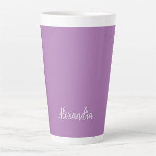 Tasse Latte Minimaliste Plaque Ajouter Nom Lavender Calligraph