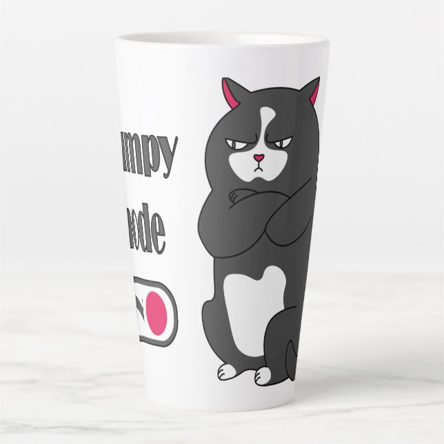 Tasse Latte Mode grumeux sur drôle de gros chat (Devant)