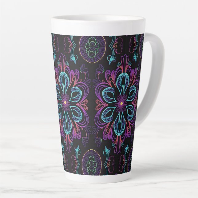 Tasse Latte Modèle floral Abstrait dynamique (Angle droit)