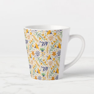 Tasse Latte Modèle floral coloré dessiné à la main-23595