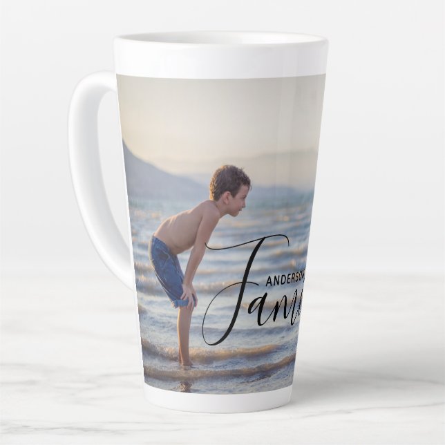 Tasse Latte Modèle photo moderne simple Nom de famille personn (Angle gauche)
