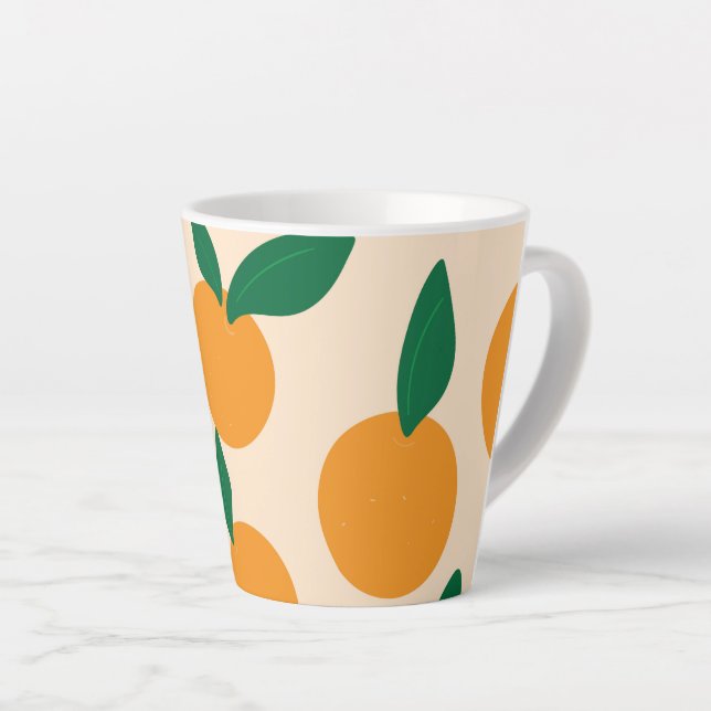 Tasse Latte Modern Stylish Citrus Fruit Oranges Pattern (Angle droit)