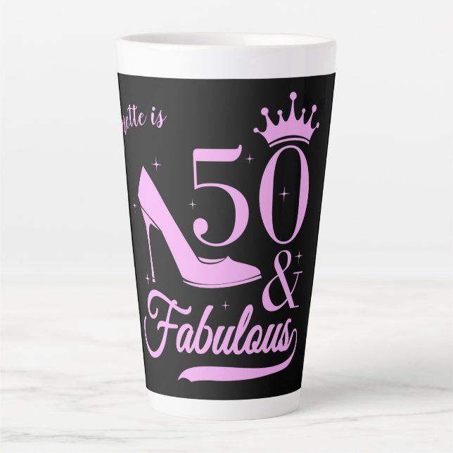 Tasse Latte Moderne Elegant 50 et fabuleuse femme d'anniversai (Devant)