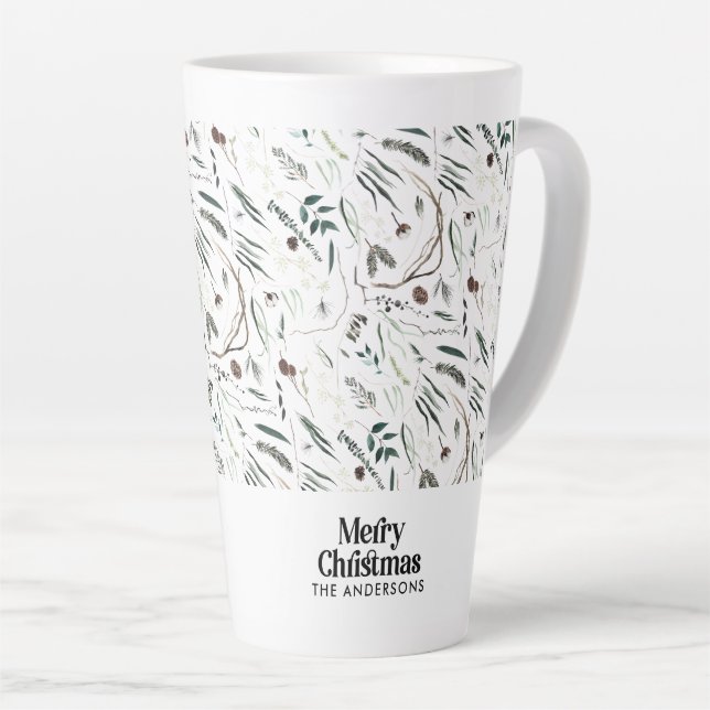 Tasse Latte Moderne élégant Noël botanique rustique Café M (Angle droit)