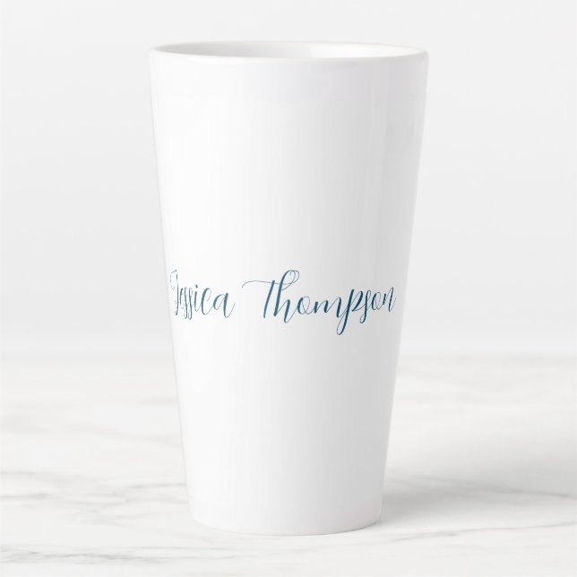 Tasse Latte Moderne élégant Plain Simple Nom Professionnel (Devant)