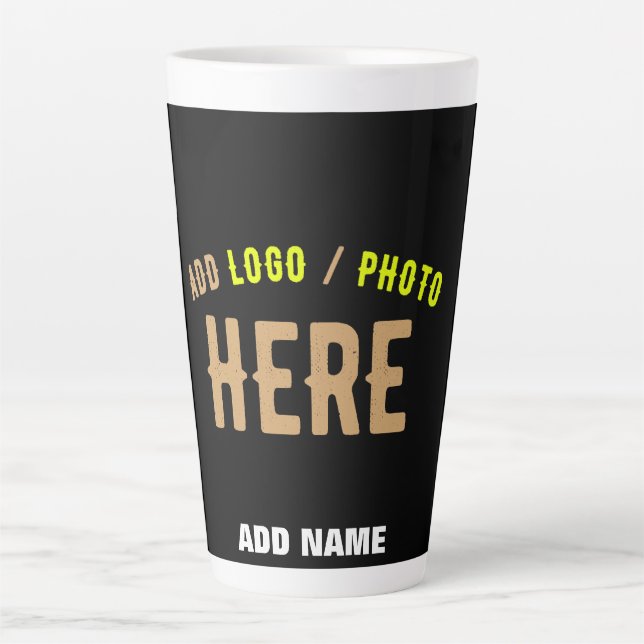 TASSE LATTE MODERNE ET MODERNE PERSONNALISABLE NOIR VÉRIFIÉ (Devant)