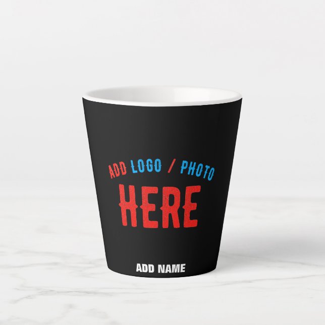 TASSE LATTE MODERNE ET MODERNE PERSONNALISABLE NOIR VÉRIFIÉ (Devant)