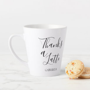 Tasse Latte Moderne Minimaliste Merci Un Blanc Noir Latte
