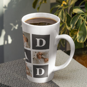 Tasse Latte Moderne Noir Photo Collage Meilleur Cadeau Pa