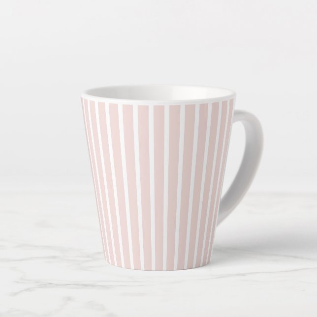 Tasse Latte Moderne rose vif blanc rayures verticales chic mig (Angle droit)