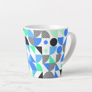 Tasse Latte Moderne tendance Monnaie Bleue Vert Géométrique