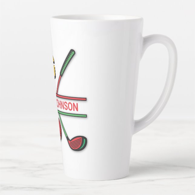 Tasse Latte Monogramme de golf Metallic Green et Argent (Droite)