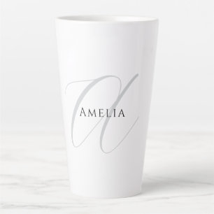 Tasse Latte Monogramme de lettre initiale de calligraphie de n