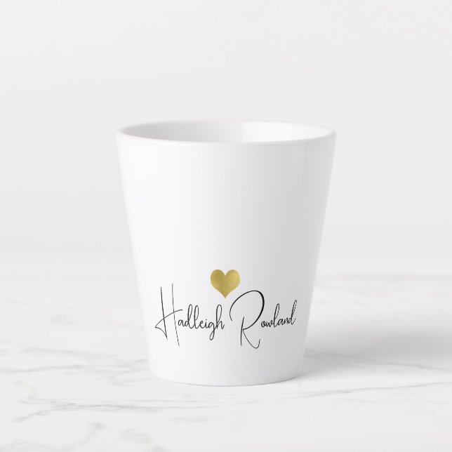 Tasse Latte Monogramme de nom de script manuscrit moderne pers (Devant)