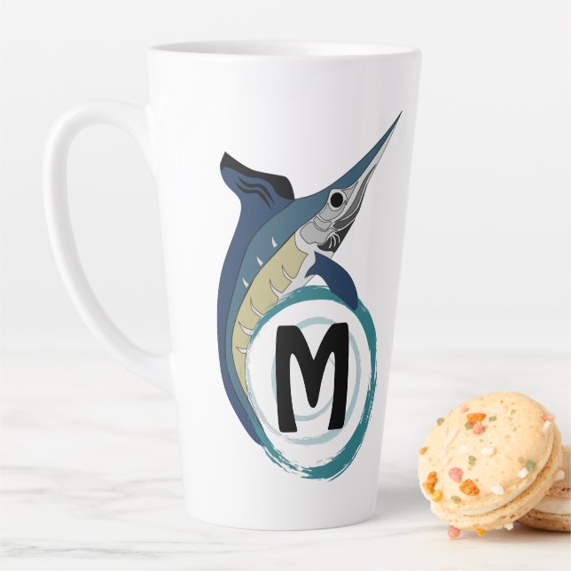 Tasse Latte Monogramme de saut d'espadon (En situation)
