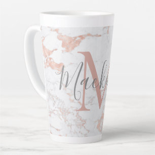 Tasse Latte Monogramme en marbre Rose or tendance chic
