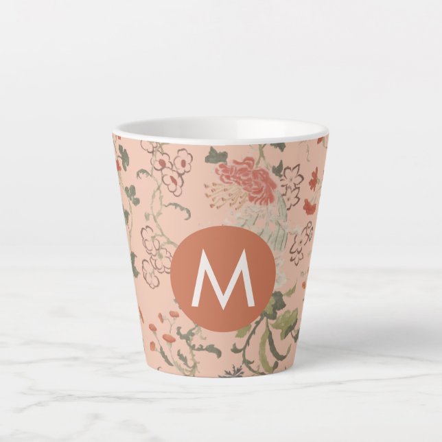 Tasse Latte Monogramme floral chic (Devant)