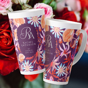 Tasse Latte Monogramme floral mystique florissant latte