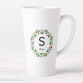 Tasse Latte Monogramme initial - Noël