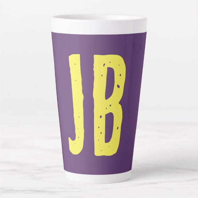 Tasse Latte Monogramme Lettres initiales Indigo Yellow Minimal (Devant)