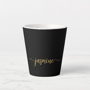 Tasse Latte Monogramme minimaliste Noir Et Or Signature