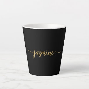 Tasse Latte Monogramme minimaliste Noir Et Or Signature