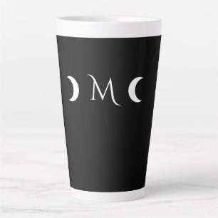 Tasse Latte Monogramme noir et blanc moderne des lunes de croi