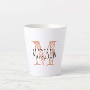 Tasse Latte Monogramme Nom lettre main initiale