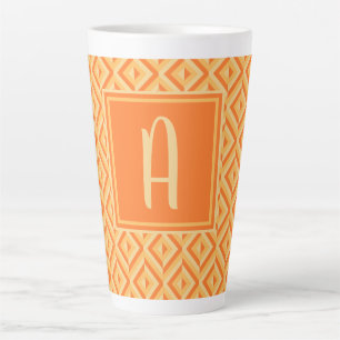Tasse Latte Monogramme Orange Motif diamant à trois tons