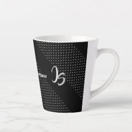 Tasse Latte Monogramme personnel Motif noir à la mode géométri