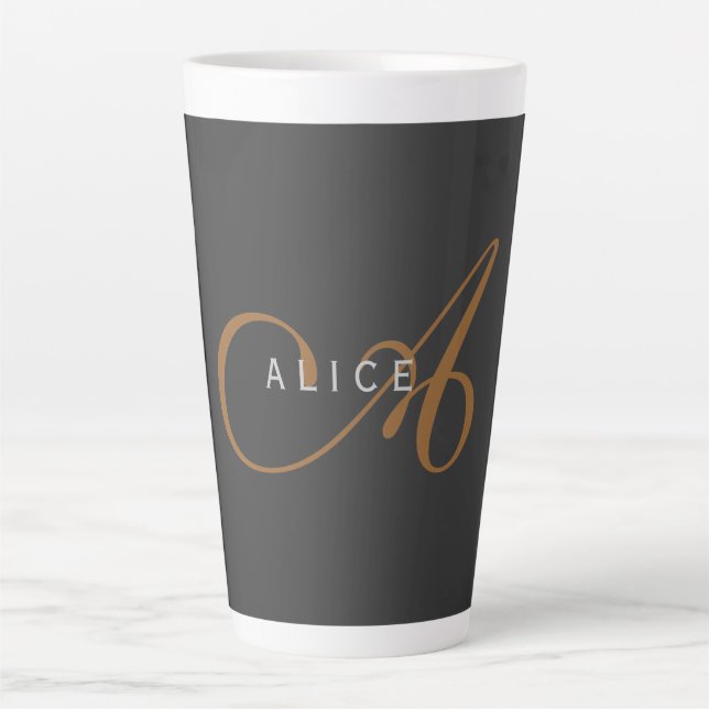 Tasse Latte Monogramme plat tendance Nom initial (Devant)