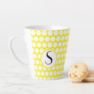 Tasse Latte Monogramme Premier Pois jaune vif blanc