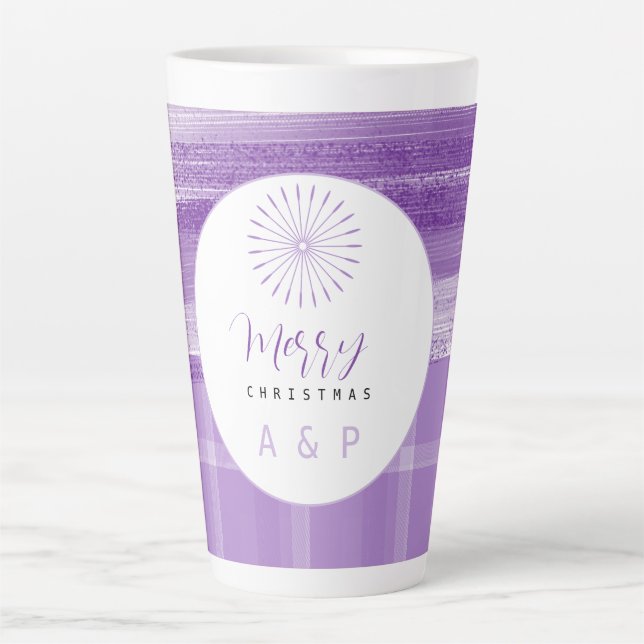Tasse Latte Monogramme urbain moderne de tarte violet (Devant)