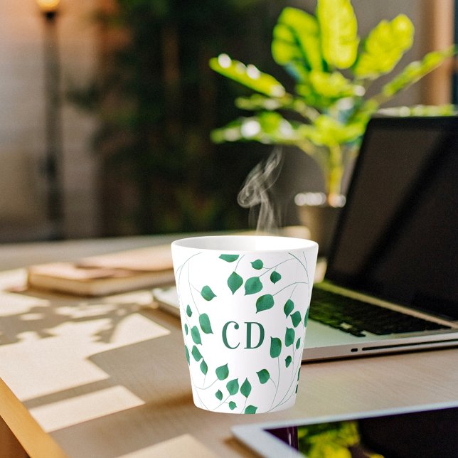 Tasse Latte Monographie verte du feuillage (Créateur téléchargé)