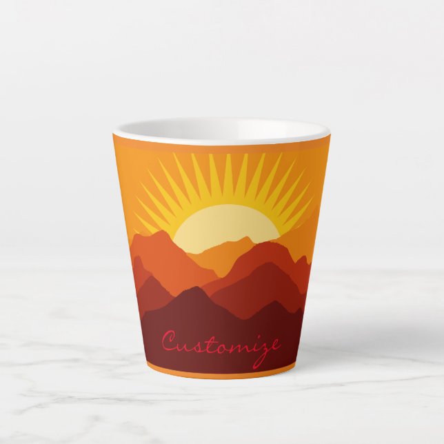 Tasse Latte Montagnes du désert Coucher du soleil Thunder_Cove (Devant)