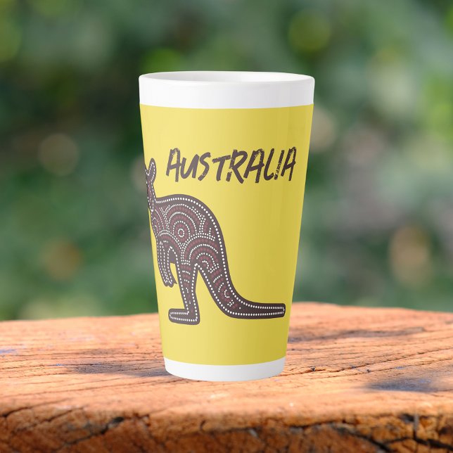 Tasse Latte Mosaïque autochtone de Kangaroo (Créateur téléchargé)