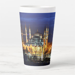 Tasse Latte Mosquée Bleue d'Istanbul Scène de Nuit Voyage Prem