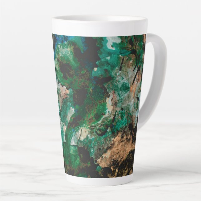 Tasse Latte Moss Agate Green Crystal Geode Abstract (Angle droit)