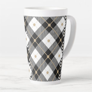 Tasse Latte Motif à carreaux noir et blanc de bûcheron